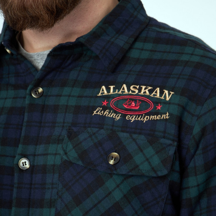 Рубашка Alaskan с мех. подкл. синяя клетка XL